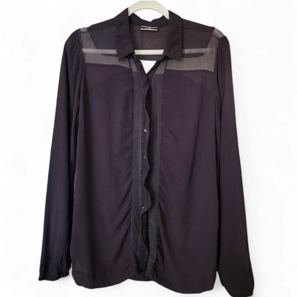 By Malene Birger sheer detail button-down blouse size 38(US 8) lux Euro silky